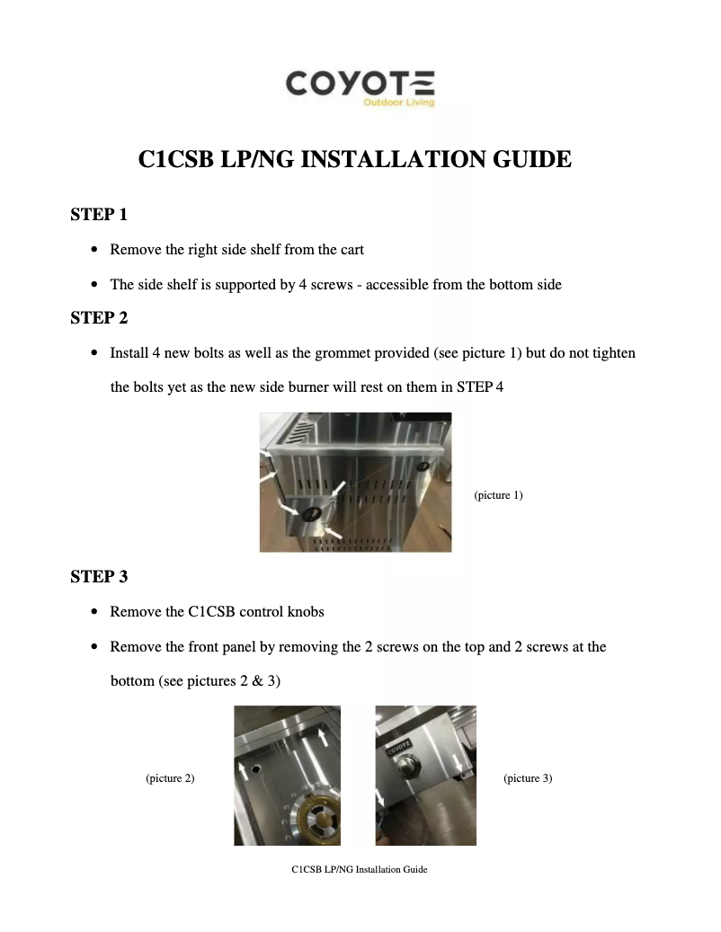Page 1 de la notice Guide d'installation Coyote C1CSBNG