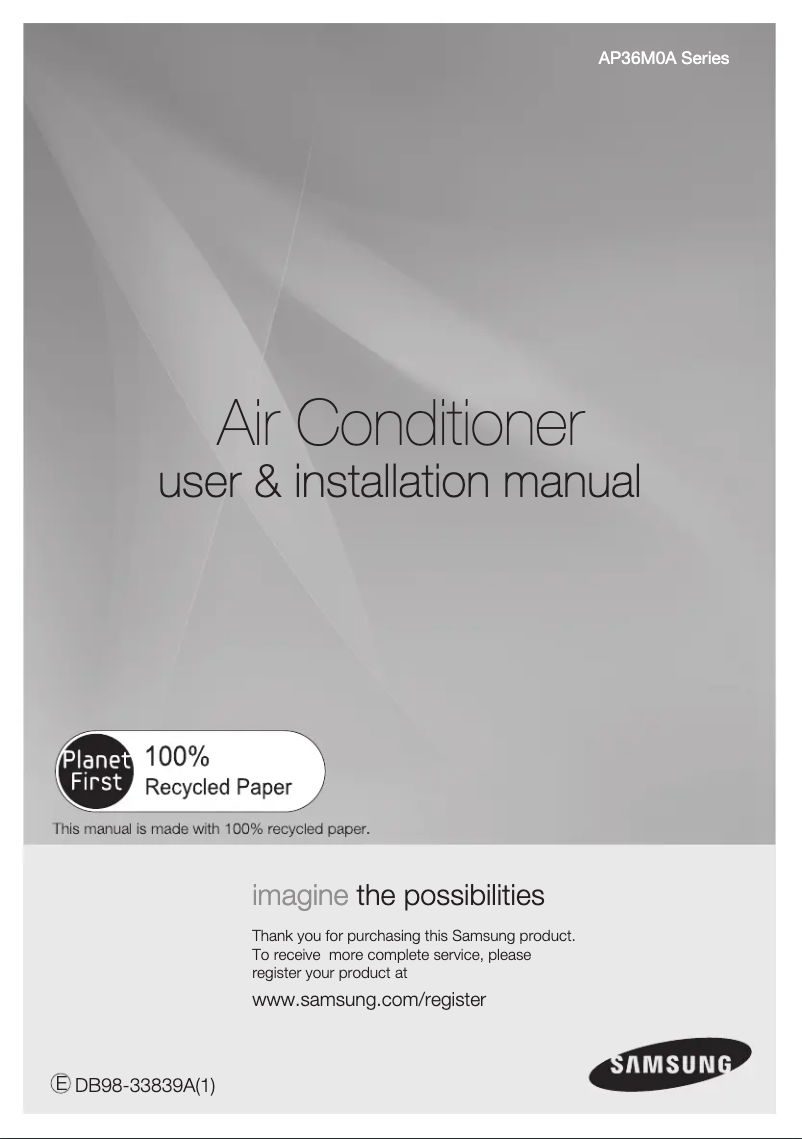 Page 1 de la notice Manuel utilisateur Samsung AP36M0AN