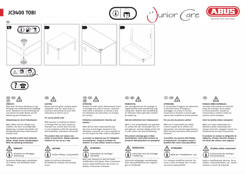 Page n°1 - Instructions / montage Abus JC3400A TOBI