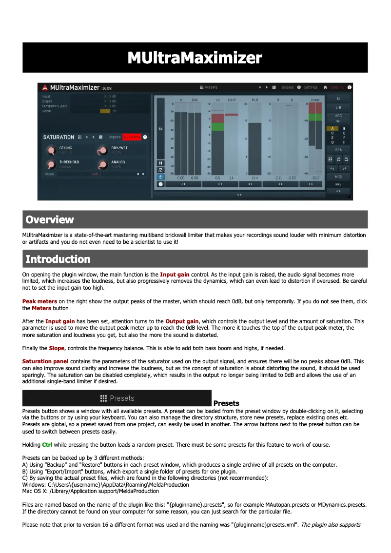 Image de la première page du manuel de l'appareil MUltraMaximizer