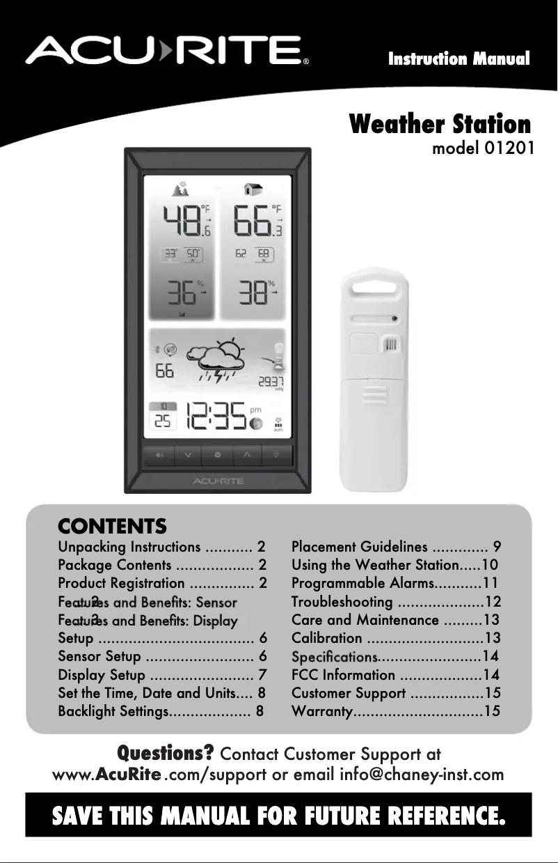 Page 1 de la notice Manuel utilisateur AcuRite 01201