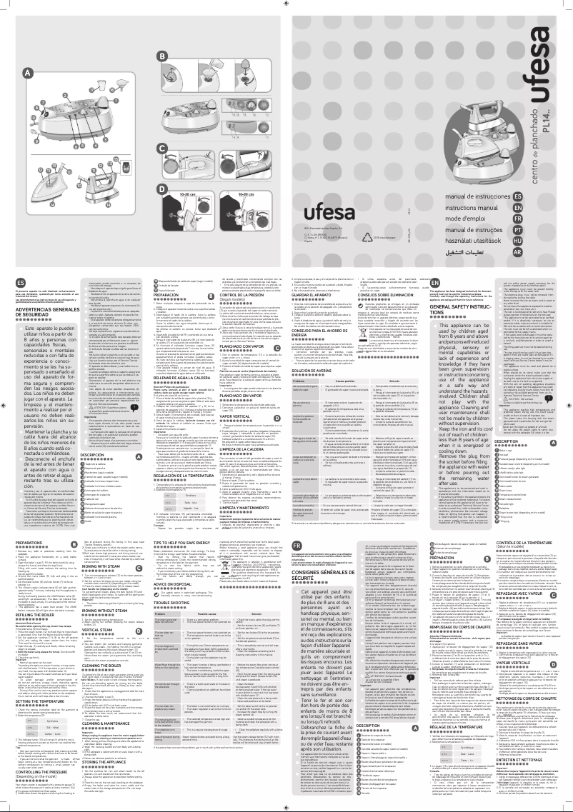 Page 1 de la notice Manuel utilisateur Ufesa PL1401