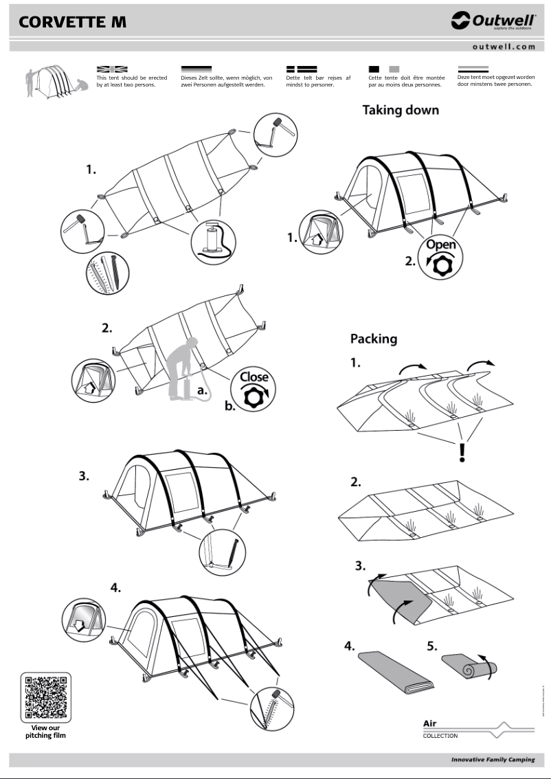 Page 1 de la notice Manuel utilisateur Outwell Corvette M