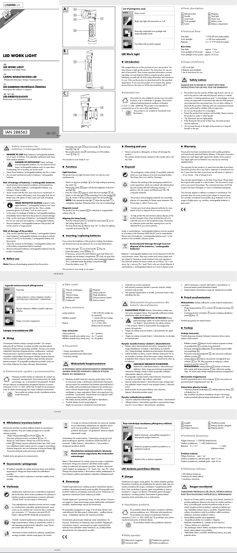 Page 1 de la notice Manuel utilisateur Livarno Lux HG01092E