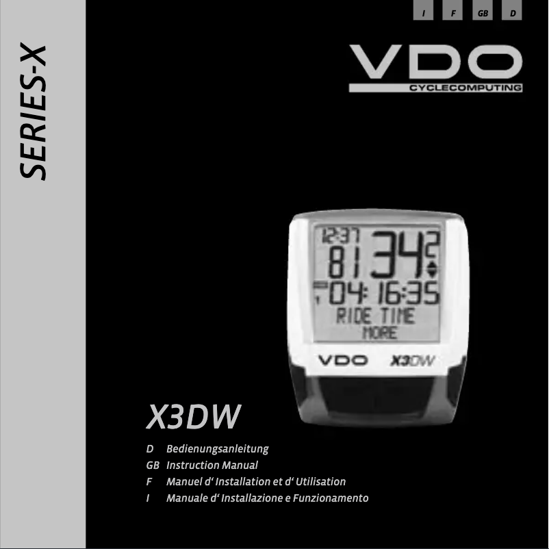 Page n°1 - Manuel utilisateur VDO X3DW