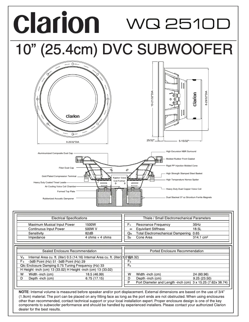 Page n°1 - Manuel utilisateur Clarion WQ2510D