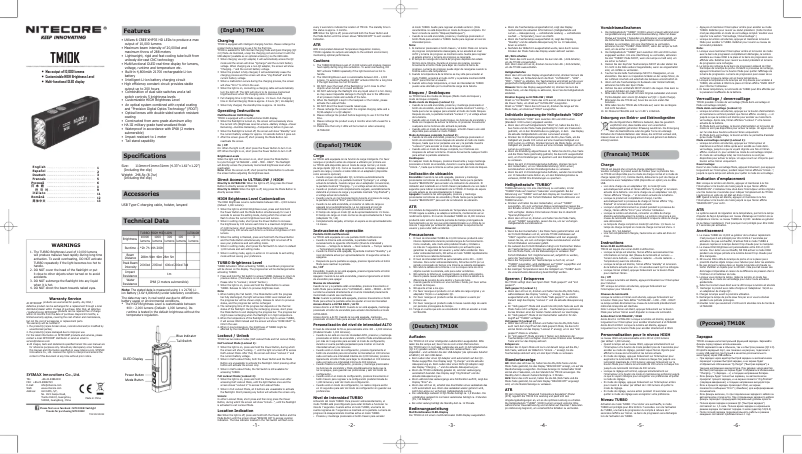 Page n°1 - Manuel utilisateur Nitecore TM10K