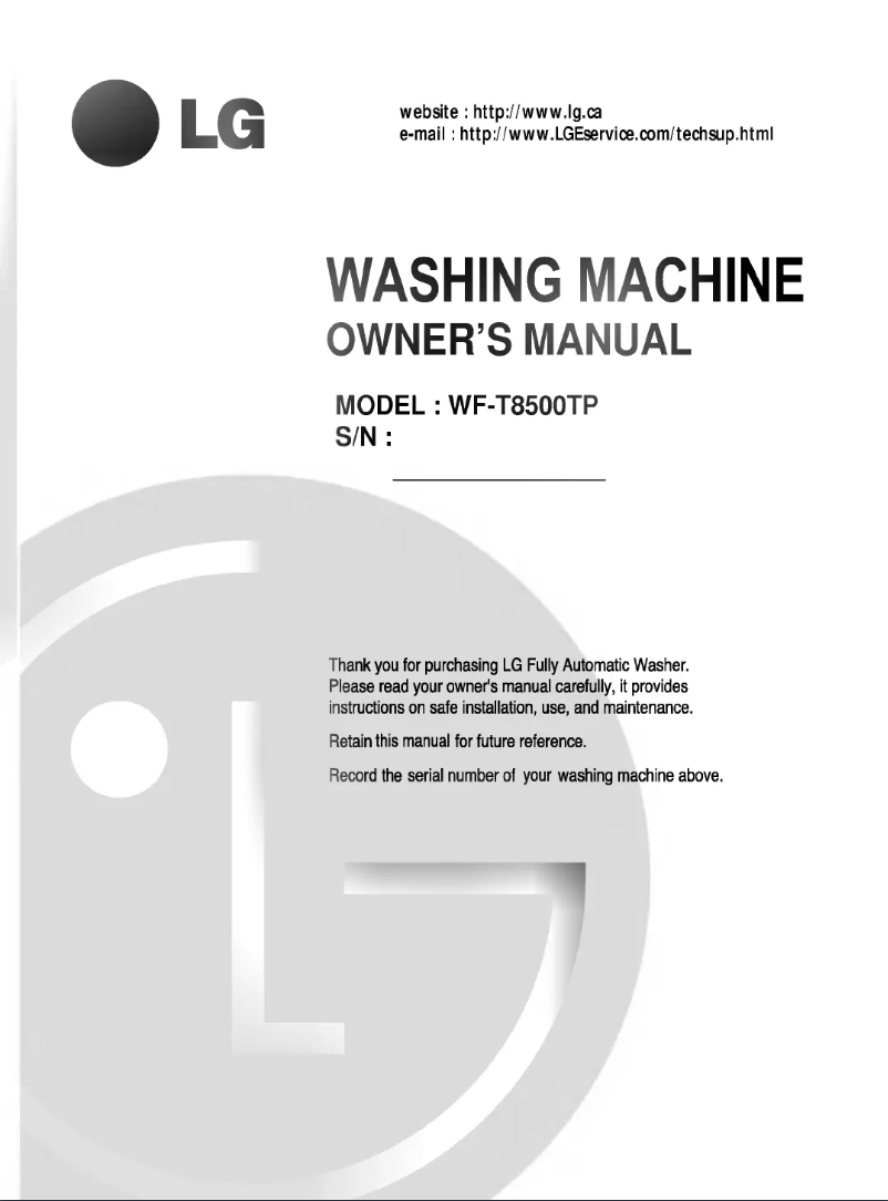 Page 1 of the manual User Manual LG WF-T8501TP
