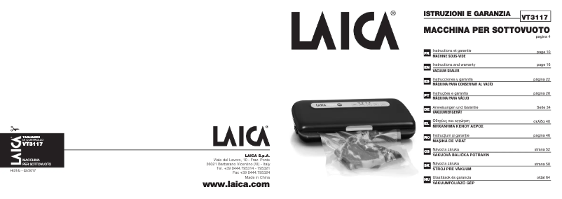 Page n°1 - Manuel utilisateur Laica VT3117