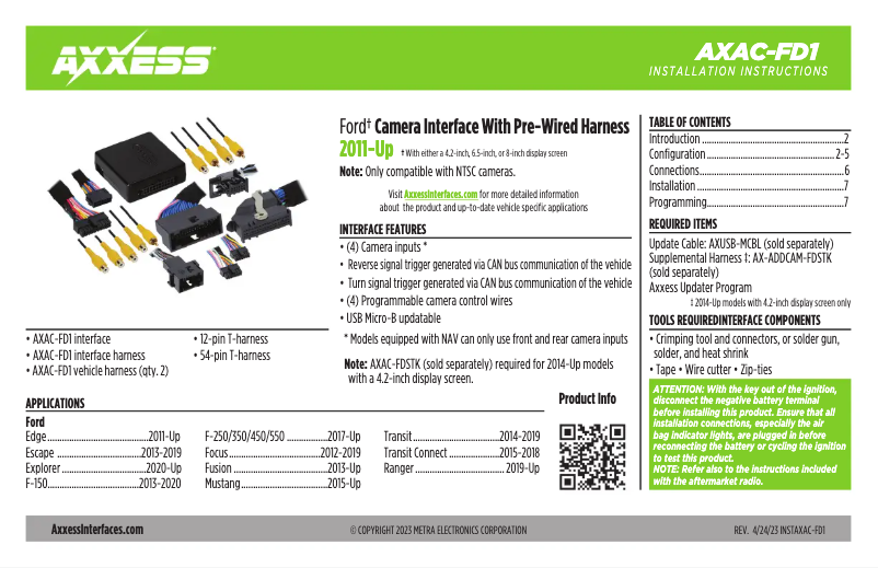 Page 1 de la notice Manuel utilisateur AXESS AXAC-FD1
