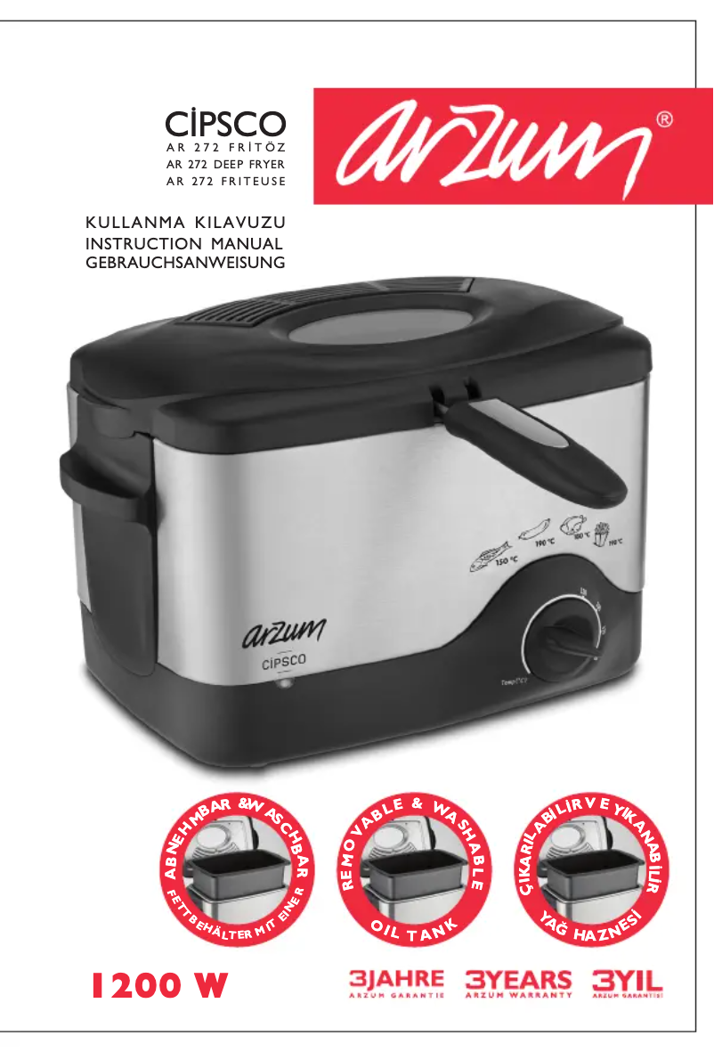 Page n°1 - Manuel utilisateur Arzum Cipsco AR 272