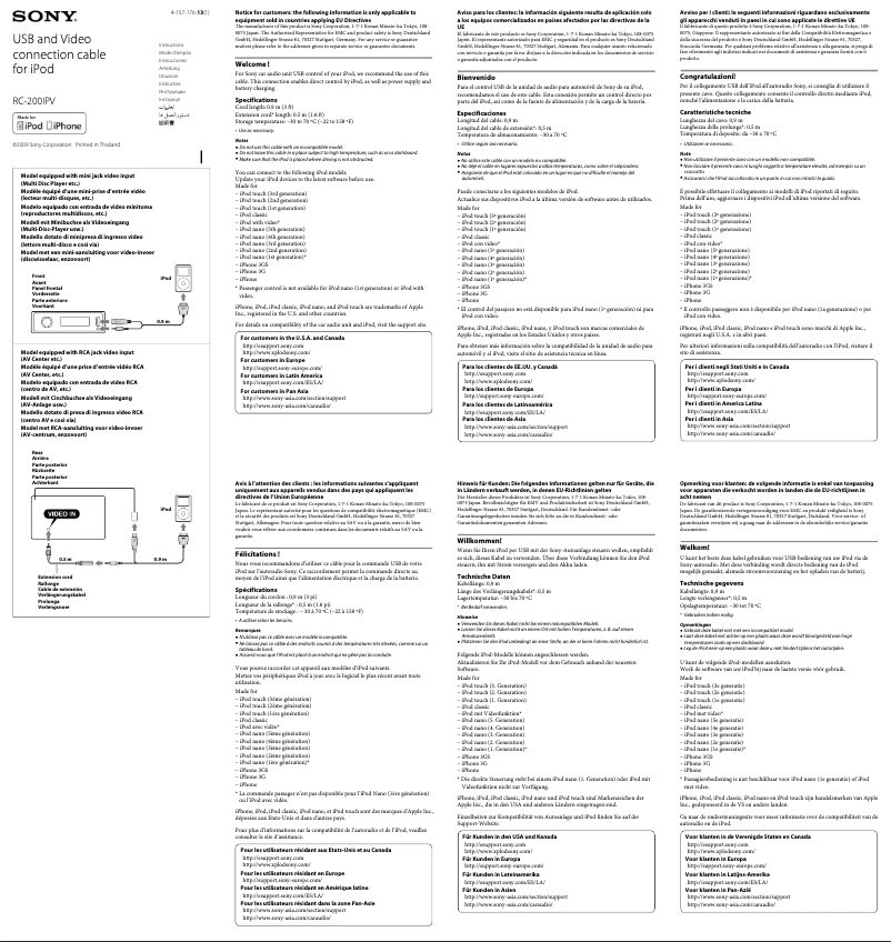 Page 1 de la notice Manuel utilisateur Sony RC-200IPV