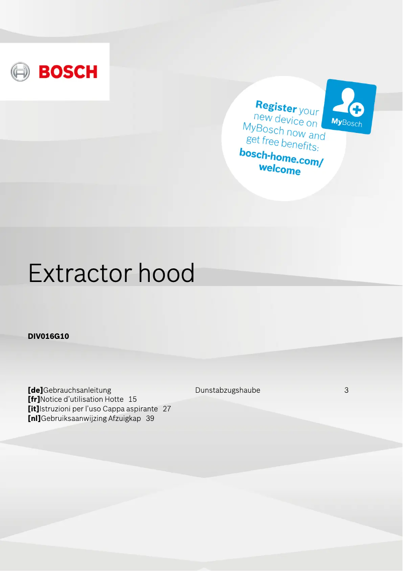 Page 1 de la notice Manuel utilisateur Bosch Serie 8 DIV016G10