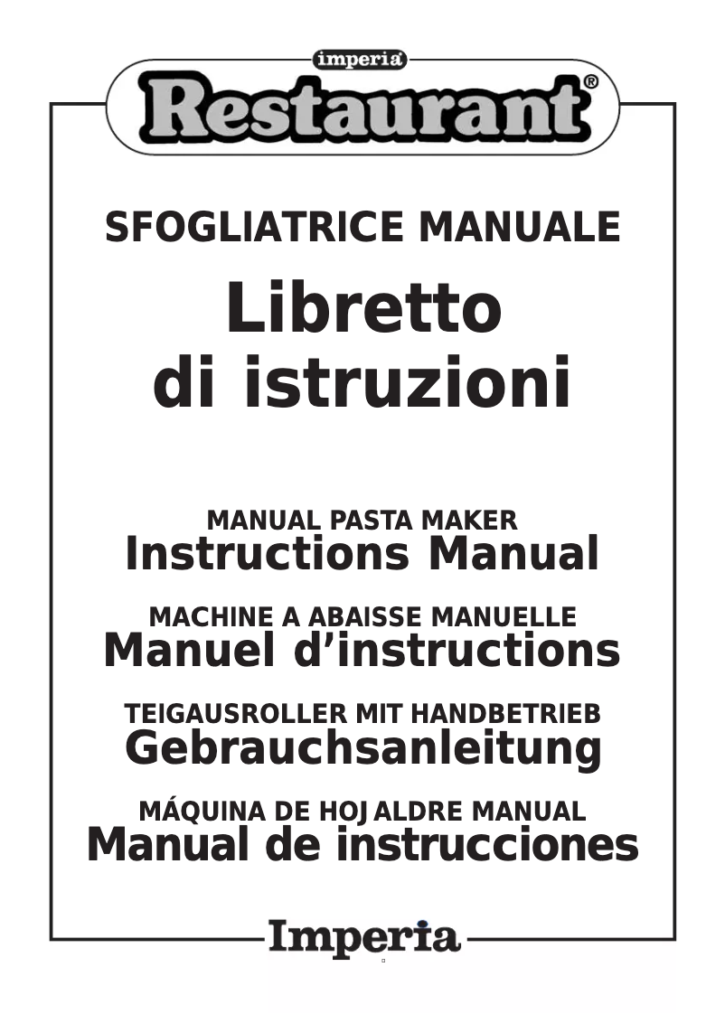 Image de la première page du manuel de l'appareil Restaurant