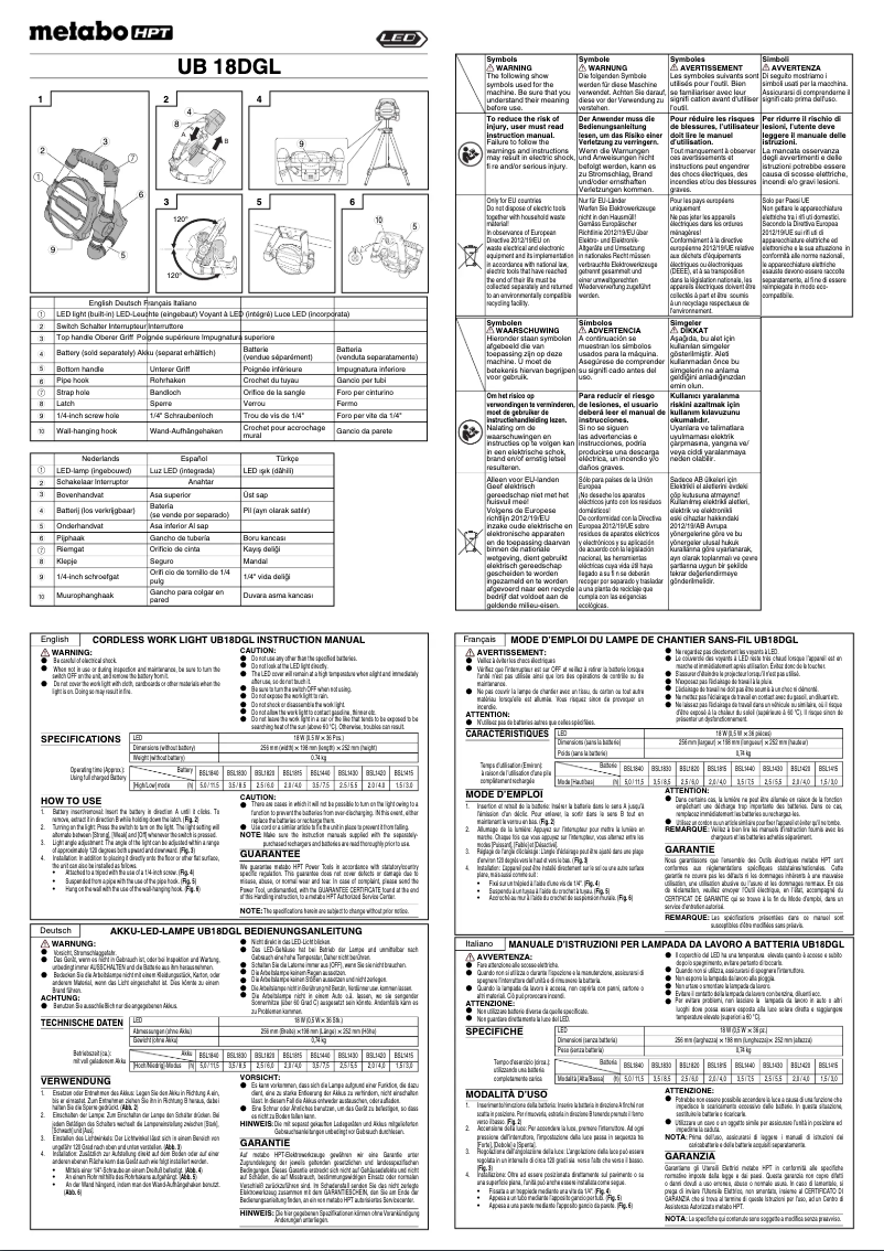 Page n°1 - Manuel utilisateur HiKOKI UB 18DGL