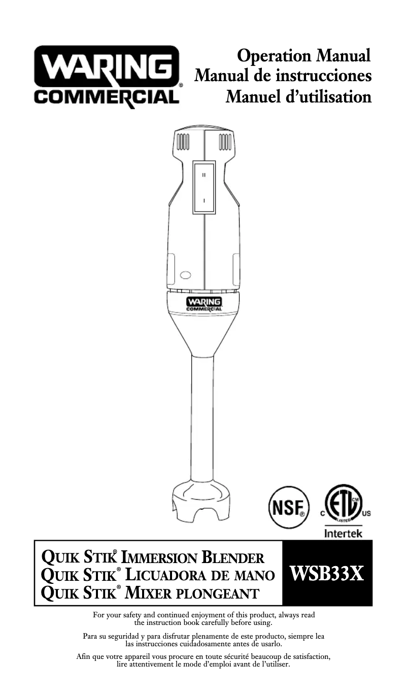 Image de la première page du manuel de l'appareil WSB33X