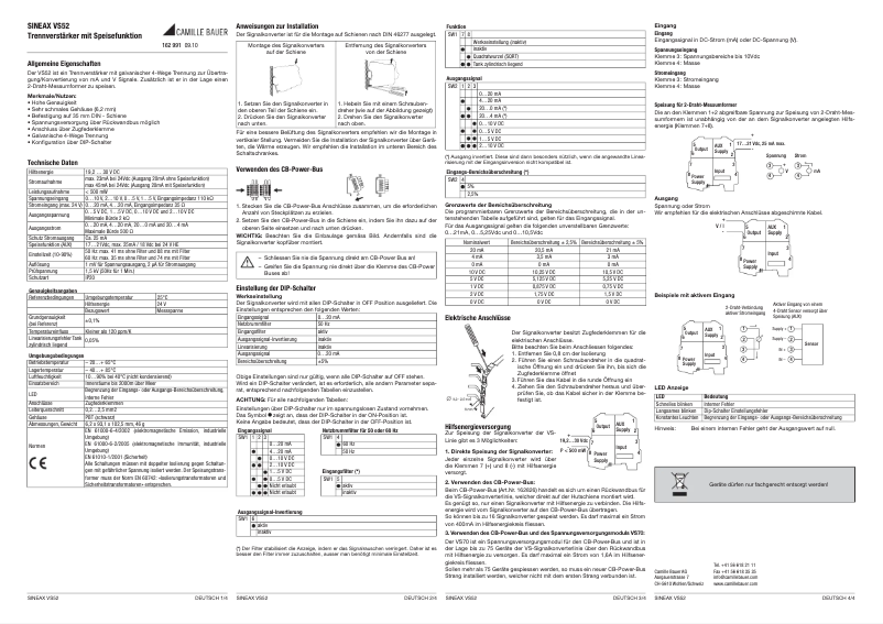Image de la première page du manuel de l'appareil Sineax VS52