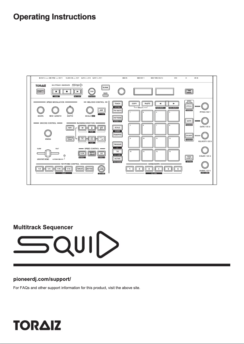 Image de la première page du manuel de l'appareil Toraiz SQUID