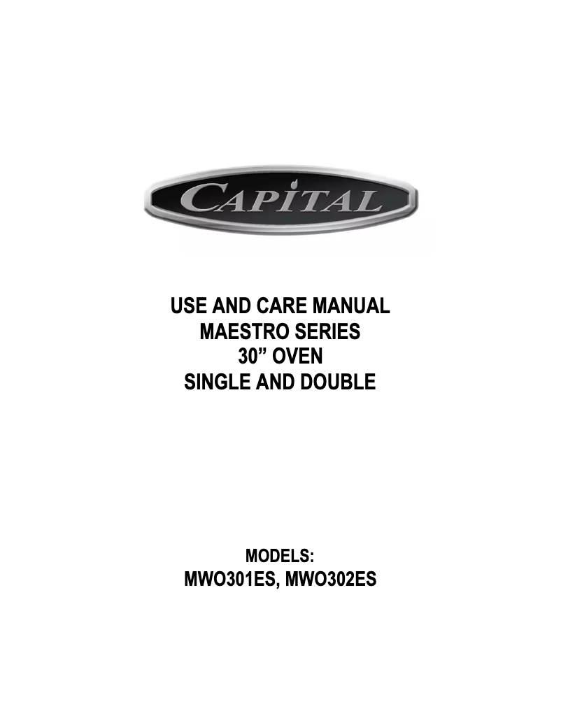 Page n°1 - Manuel d'utilisation et d'entretien Capital MWOV302ES