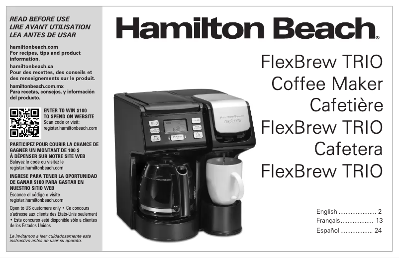 Page 1 of the manual User Manual Hamilton Beach FlexBrew TRIO 49902