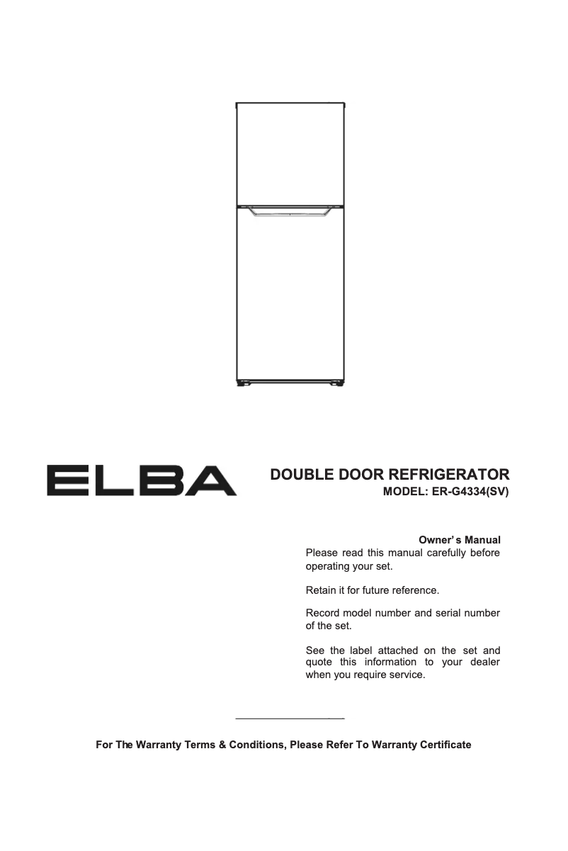Page 1 de la notice Manuel utilisateur Elba ULTIMO ER-G4334(SV)