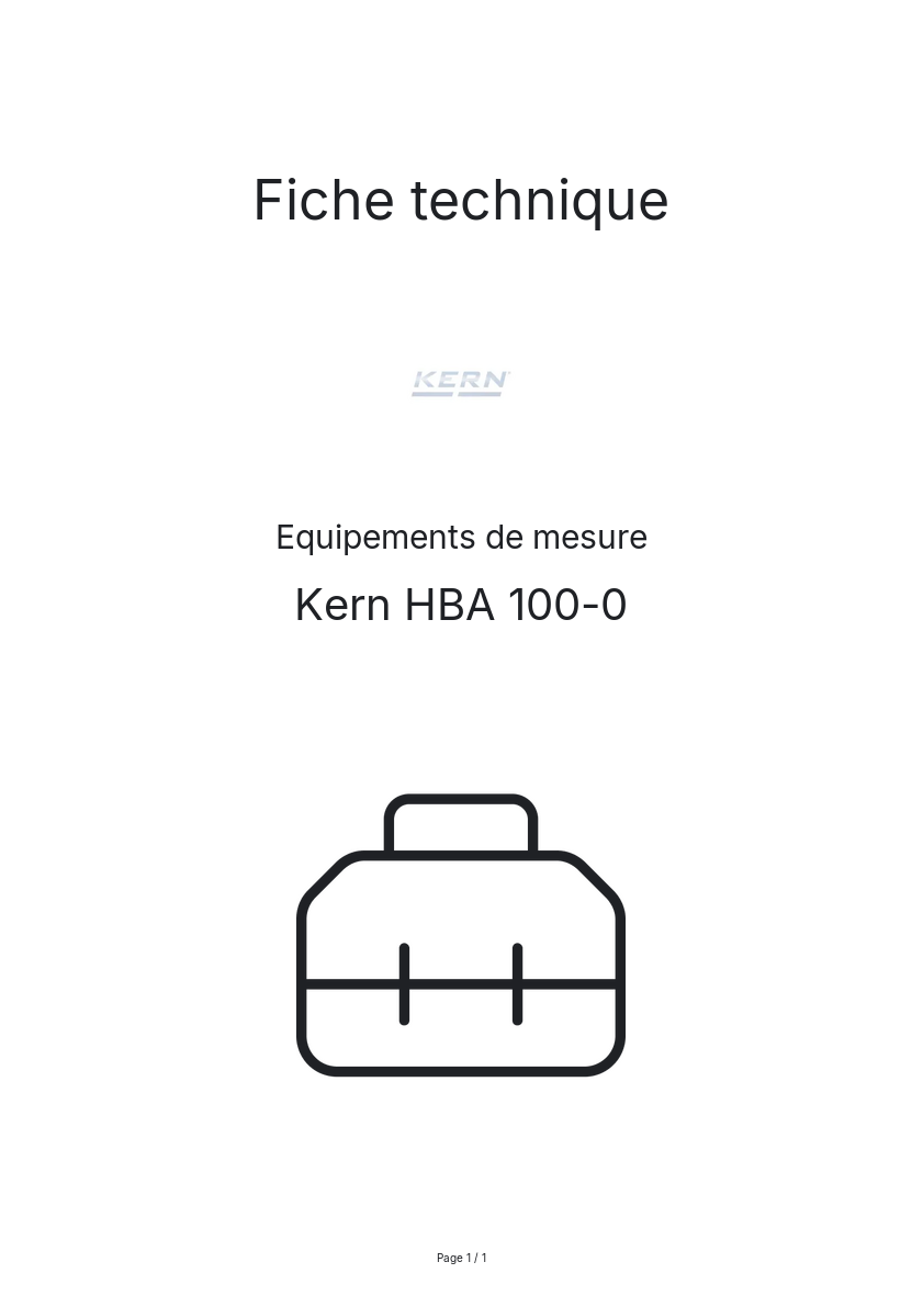 Page n°1 - Fiche technique Kern HBA 100-0