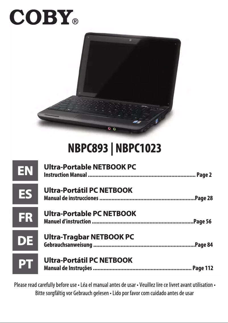 Página 1 del manual Manual de usuario Coby NBPC1023