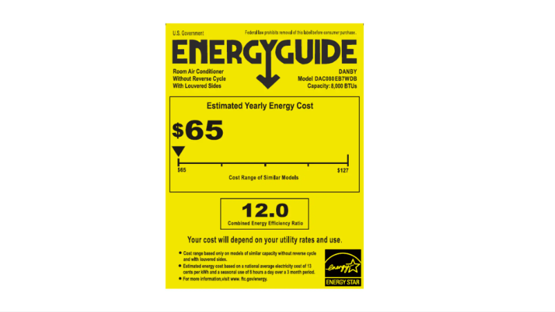 Página 1 del manual Etiqueta energética Danby DAC080EB7WDB