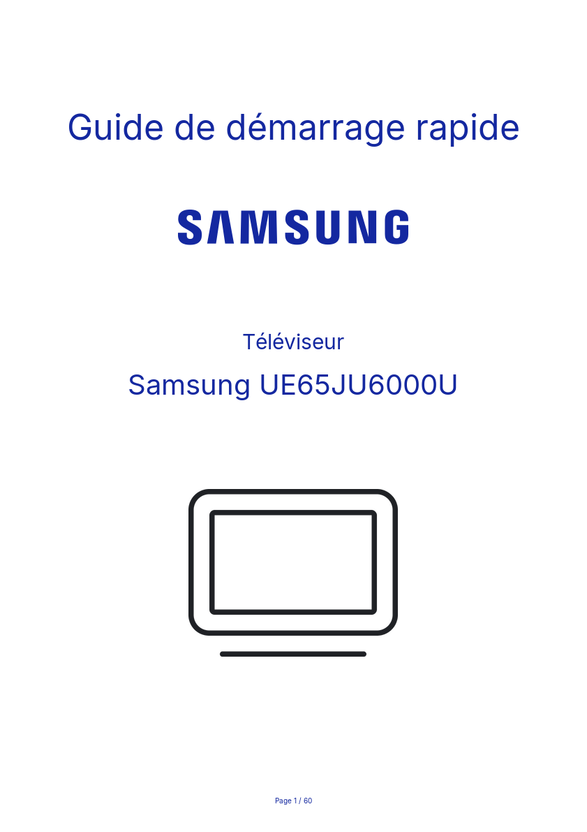 Page n°1 - Guide de démarrage rapide Samsung UE65JU6000U