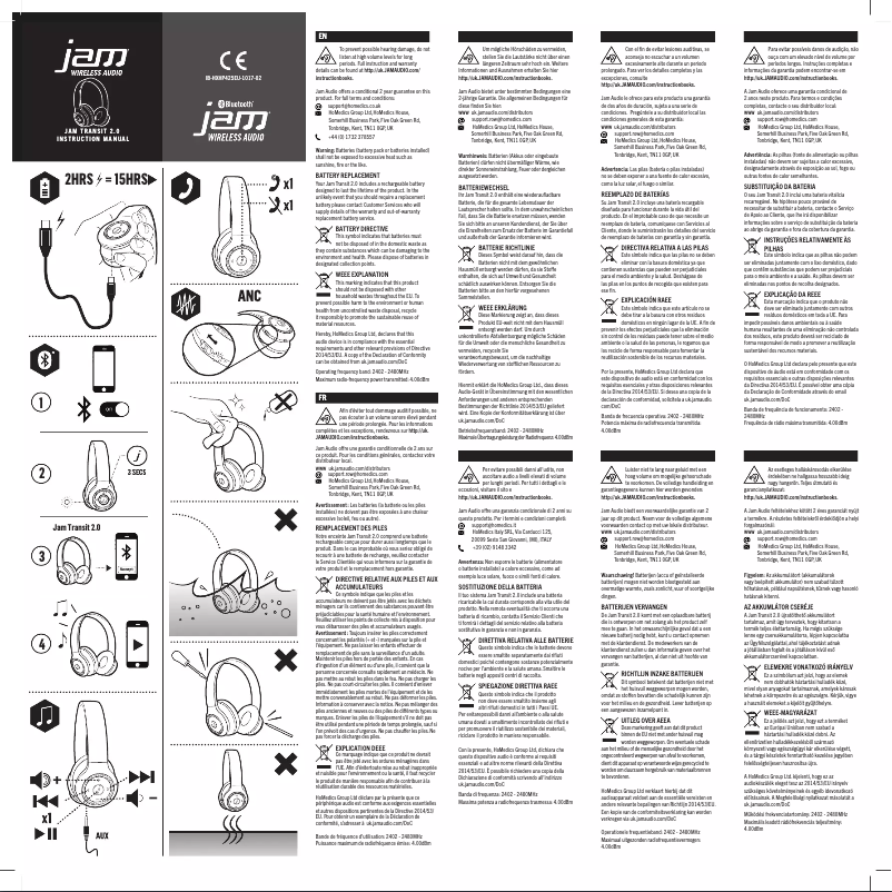 Page n°1 - Manuel utilisateur Jam Transit 2.0