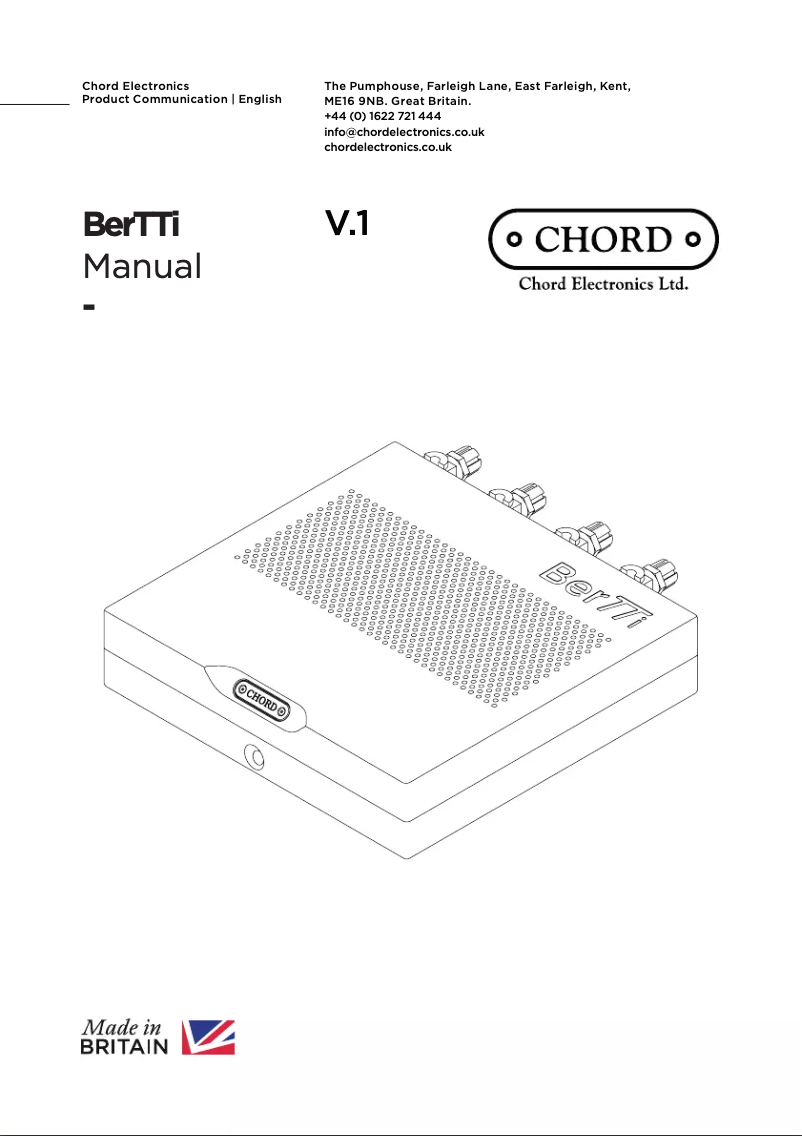 Image de la première page du manuel de l'appareil BerTTi