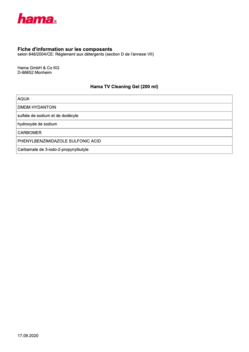 Page 1 de la notice Manuel utilisateur Hama 078302