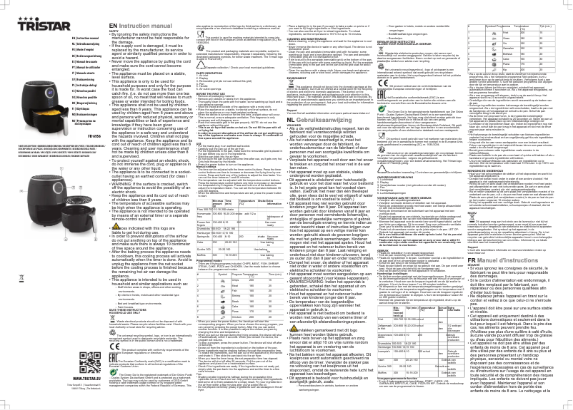Page n°1 - Manuel utilisateur TriStar FR-6956