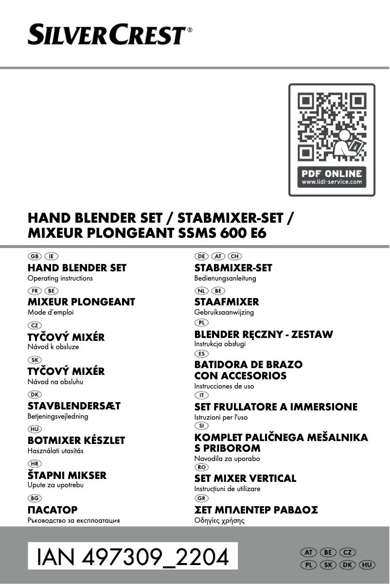 Page n°1 - Manuel utilisateur SilverCrest SSMS 600 E6