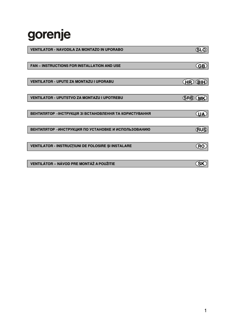 Page n°1 - Manuel utilisateur Gorenje BVX120WH