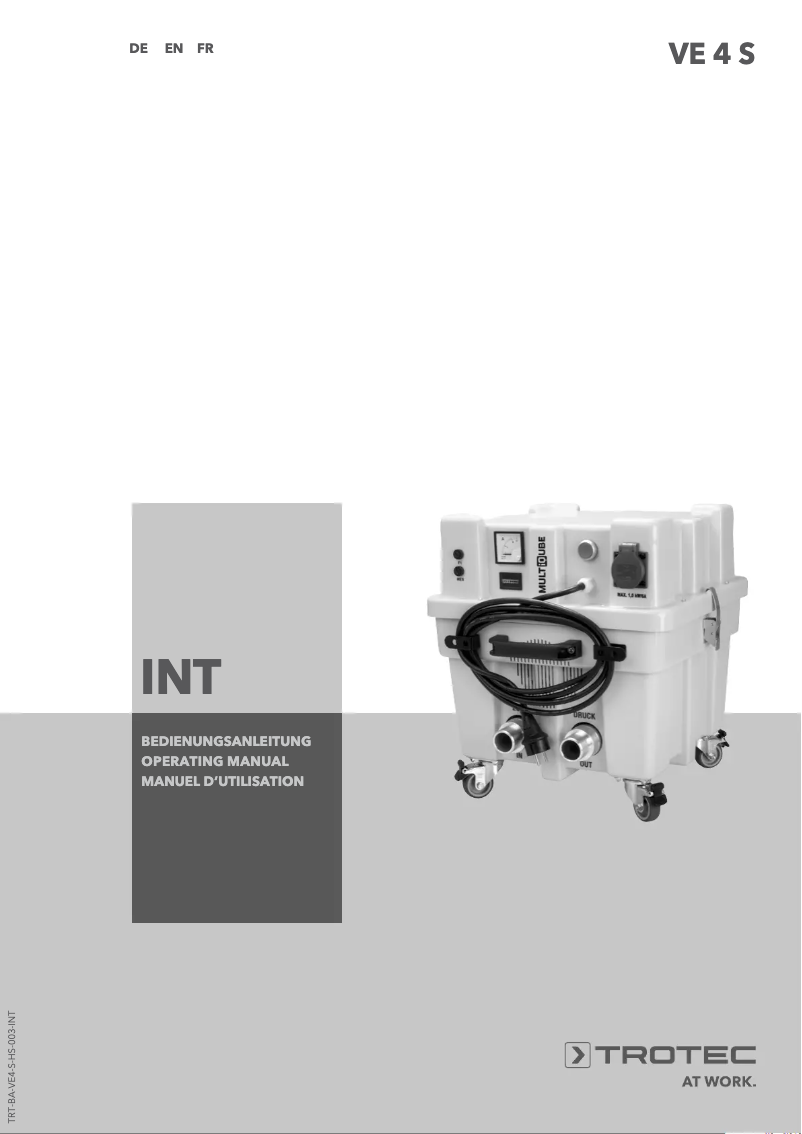 Page 1 de la notice Manuel utilisateur Trotec VE 4 S