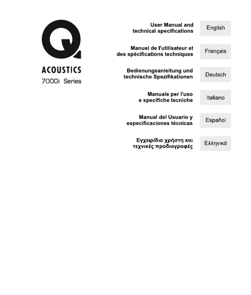 Page n°1 - Manuel utilisateur Q Acoustics 7000i