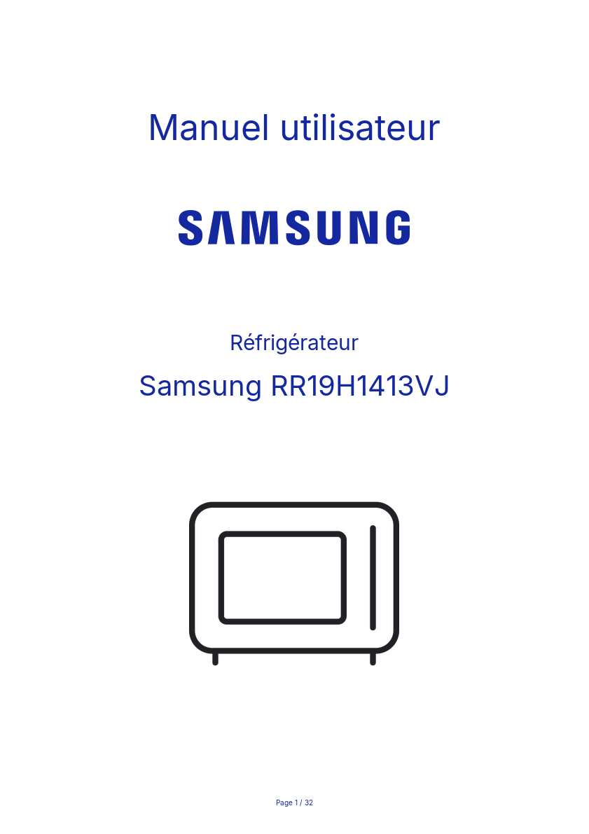 Image de la première page du manuel de l'appareil RR19H1413VJ