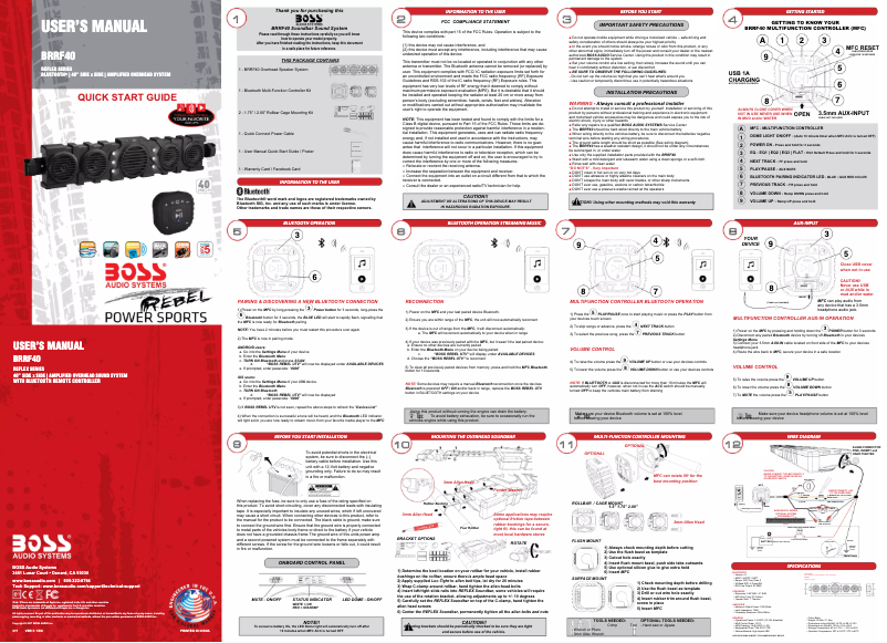 Page 1 de la notice Manuel utilisateur Boss BRRF40
