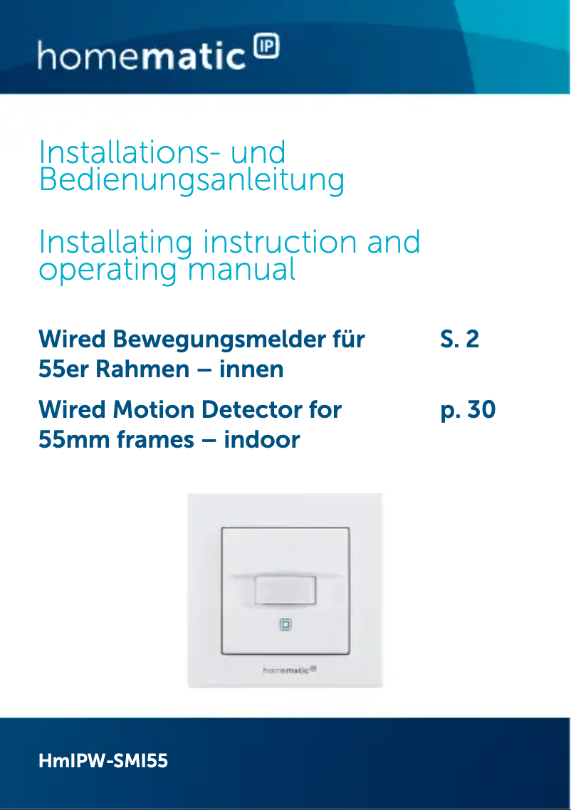 Page n°1 - Manuel utilisateur Homematic IP HMIPW-SMI55