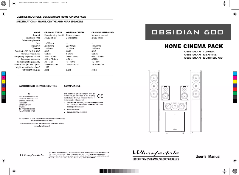 Page 1 de la notice Manuel utilisateur Wharfedale Obsidian 600