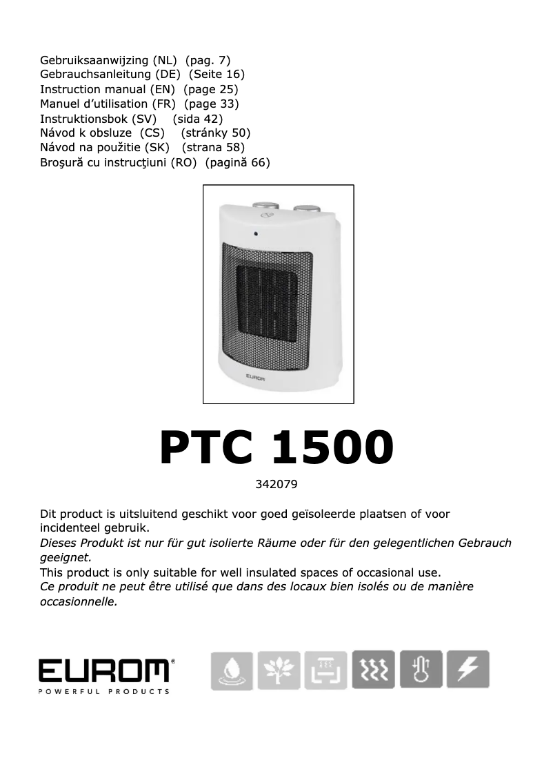 Página 1 del manual Manual de usuario Eurom PTC 1500