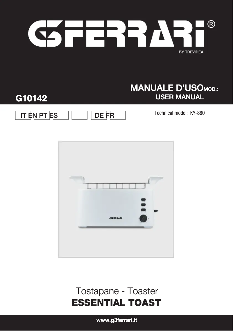 Image de la première page du manuel de l'appareil Essential Toast G10142