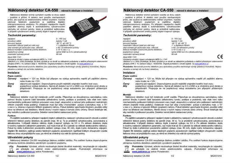 Image de la première page du manuel de l'appareil CA-550