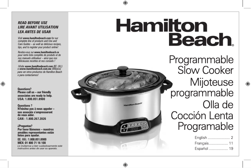 Page 1 de la notice Manuel utilisateur Hamilton Beach 33660