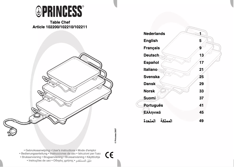Page 1 de la notice Manuel utilisateur Princess Mini Table Chef 102210