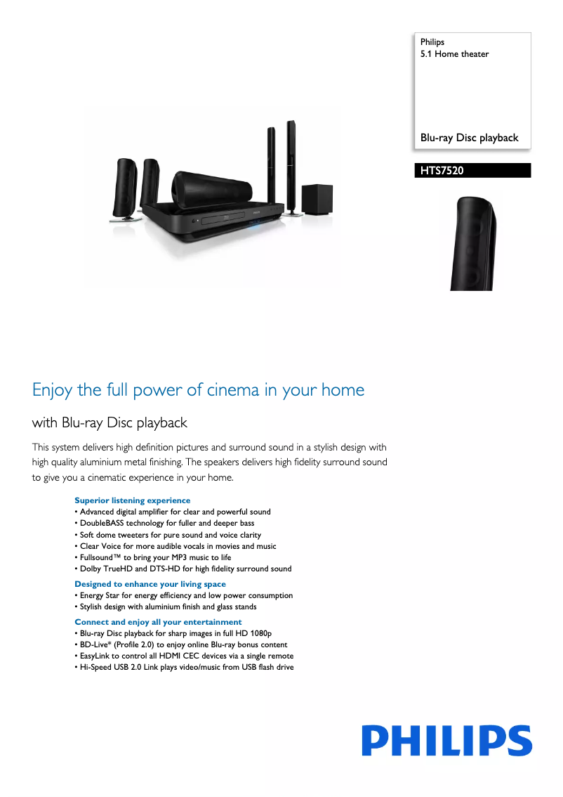 Image de la première page du manuel de l'appareil HTS7520