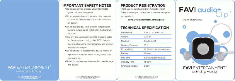 Page n°1 - Manuel utilisateur Favi Entertainment FEIBT-02
