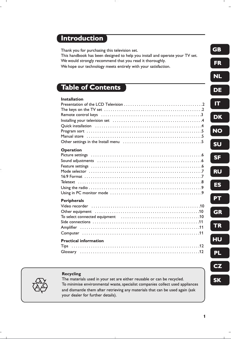 Page 1 de la notice Manuel utilisateur Philips 26PF8946