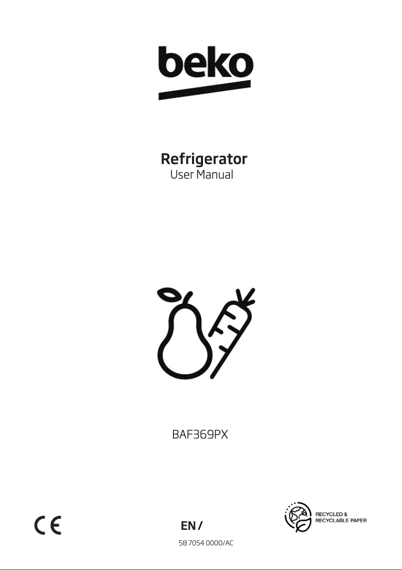 Image de la première page du manuel de l'appareil BAF369PX